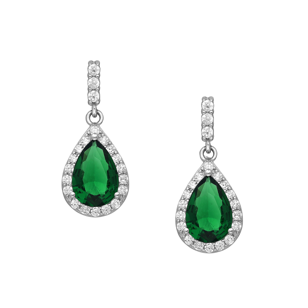 Cubic Zirconia & Sterling Silver Teardrop Earrings