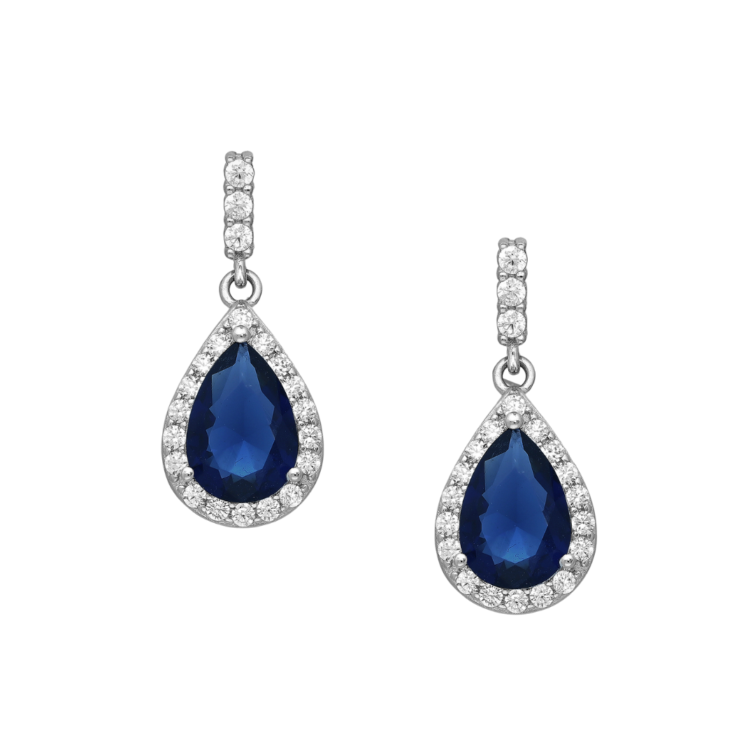 Cubic Zirconia & Sterling Silver Teardrop Earrings