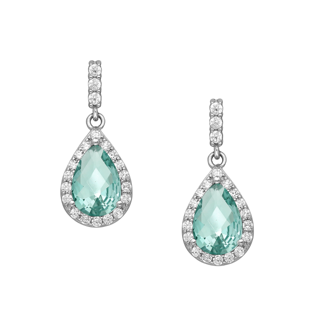 Cubic Zirconia & Sterling Silver Teardrop Earrings