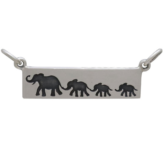 Sterling Silver Bar Elephants Pendant