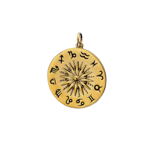 Bronze Zodiac Sign & Sun Pendant