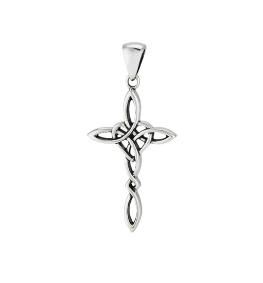 Sterling Silver Interwoven Celtic Heart & Cross Pendant