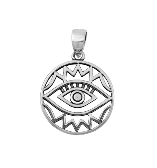 Sterling Silver Eye Round Pendant