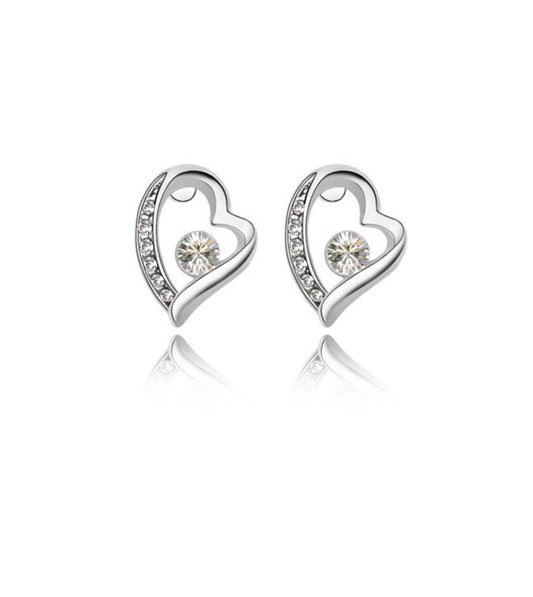 Crystal Pave Open Heart Stud Earrings