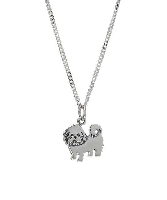 Sterling Silver Maltese Dog Pendant Necklace