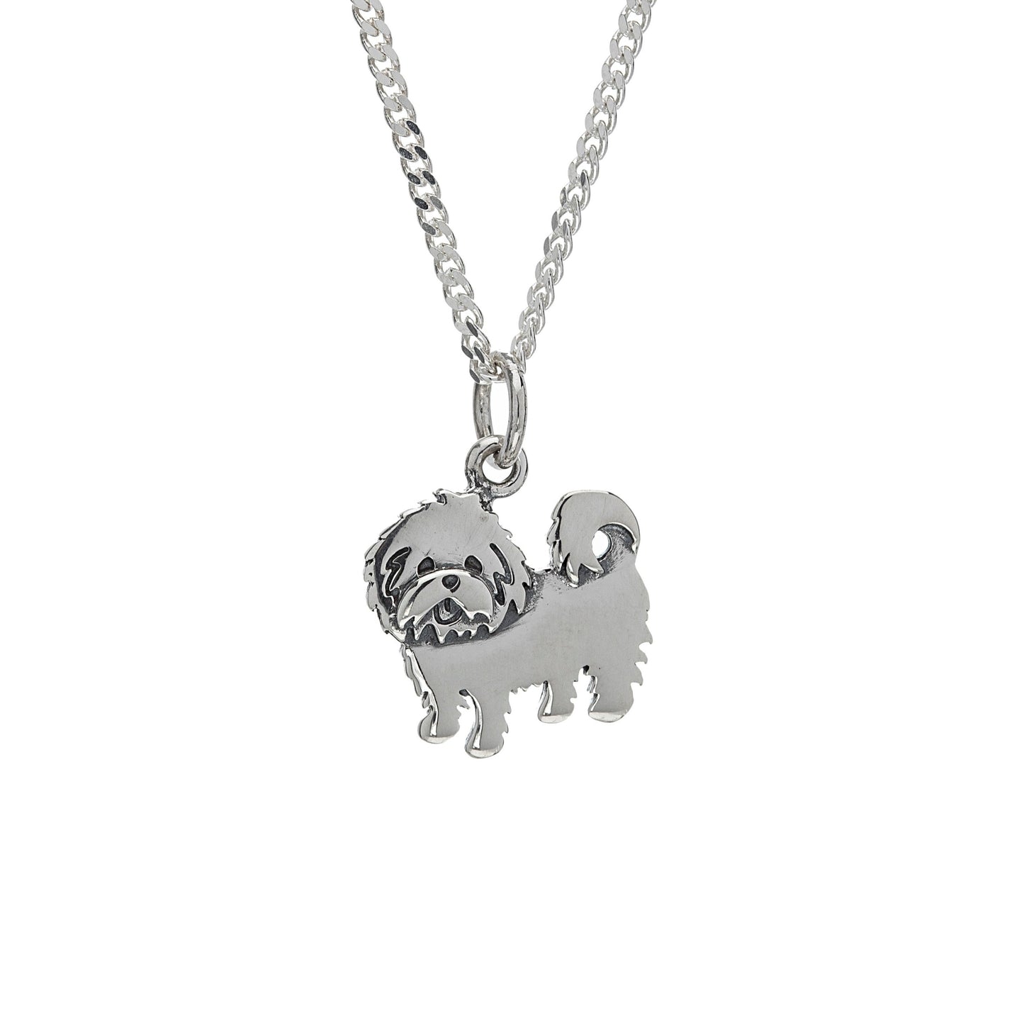 Sterling Silver Maltese Dog Pendant Necklace