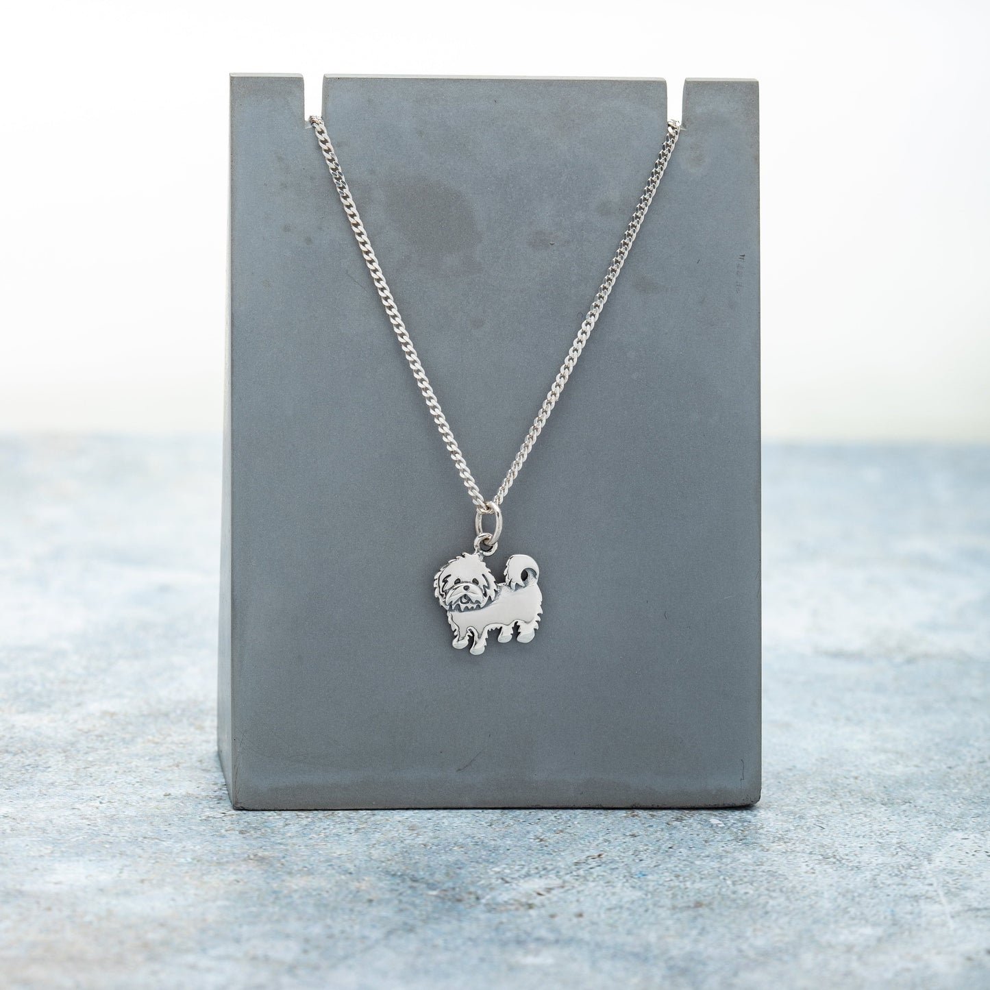 Sterling Silver Maltese Dog Pendant Necklace