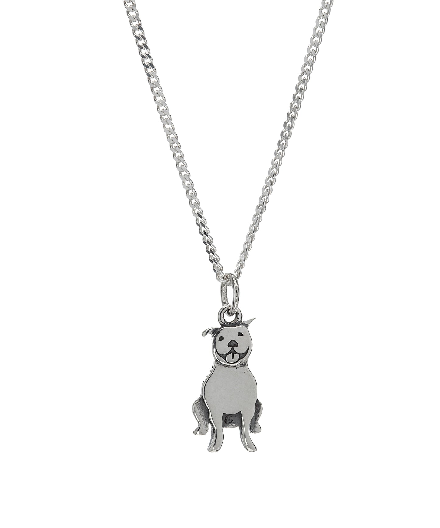 Sterling Silver Pitbull Pendant Necklace