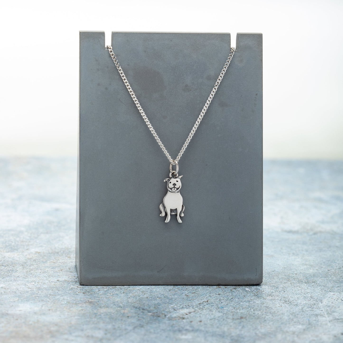 Sterling Silver Pitbull Pendant Necklace