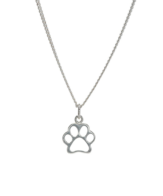 Sterling Silver Open Paw Print Pendant Necklace