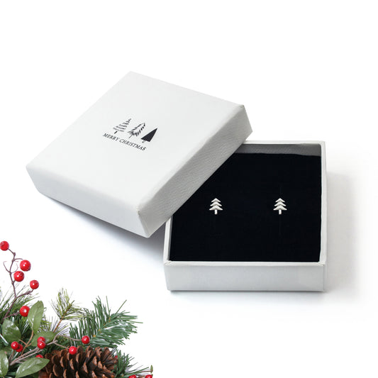 Sterling Silver Christmas Tree Stud Earrings