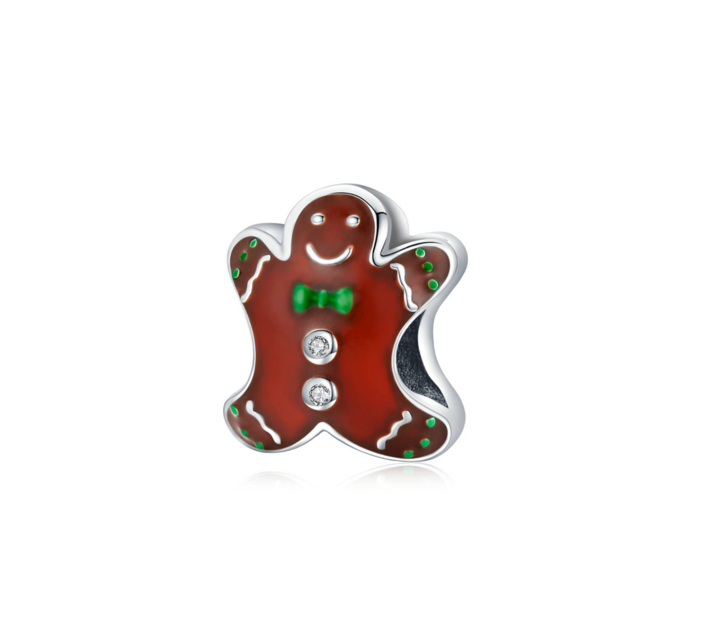 Sterling Silver & Cubic Zirconia Gingerbread Man Charm