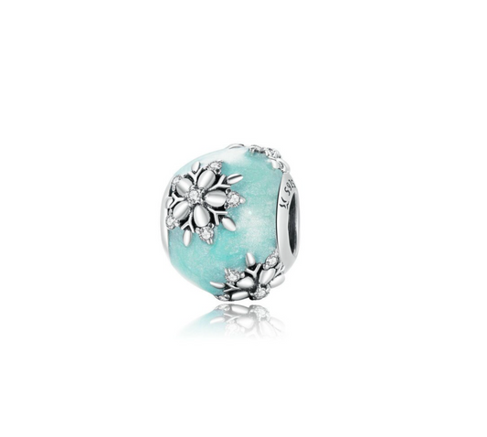 Sterling Silver Snowflake-Encrusted Charm