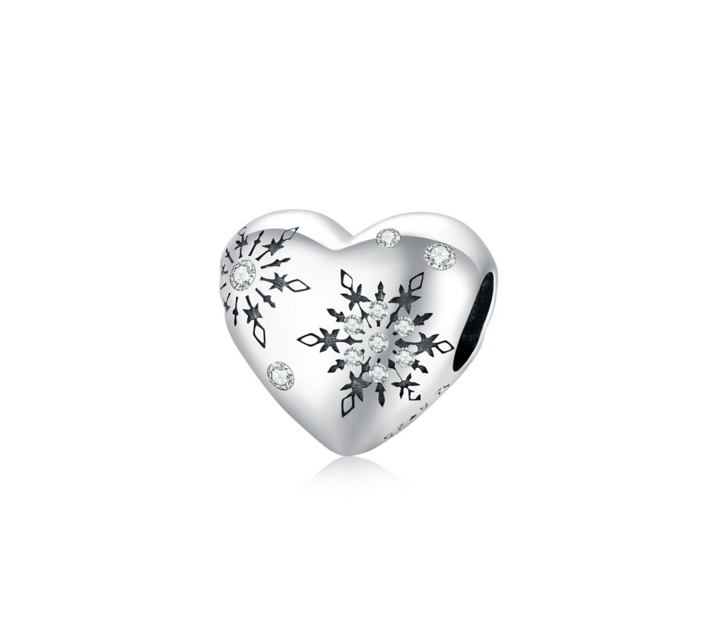 Sterling Silver & Cubic Zirconia Snowflake-Accent Heart Charm