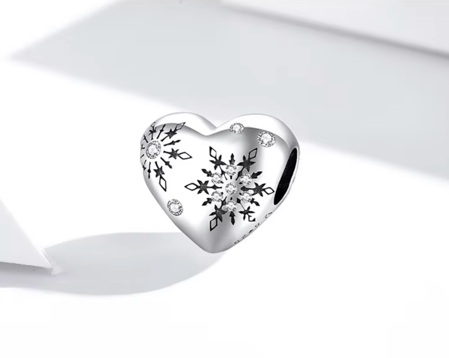 Sterling Silver & Cubic Zirconia Snowflake-Accent Heart Charm