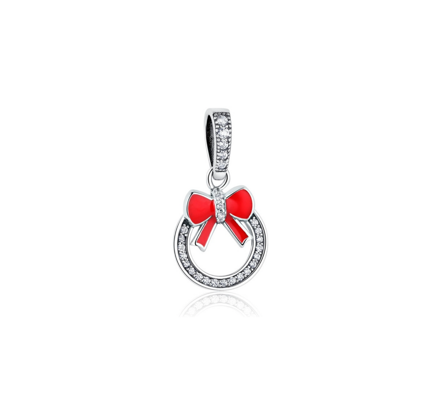 Sterling Silver & Cubic Zirconia Bow & Wreath Charm