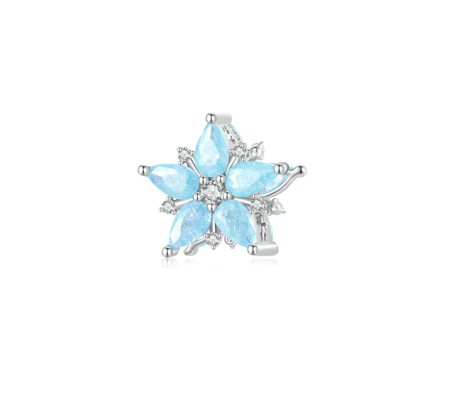 Sterling Silver & Cubic Zirconia & Blue Snowflake Charm