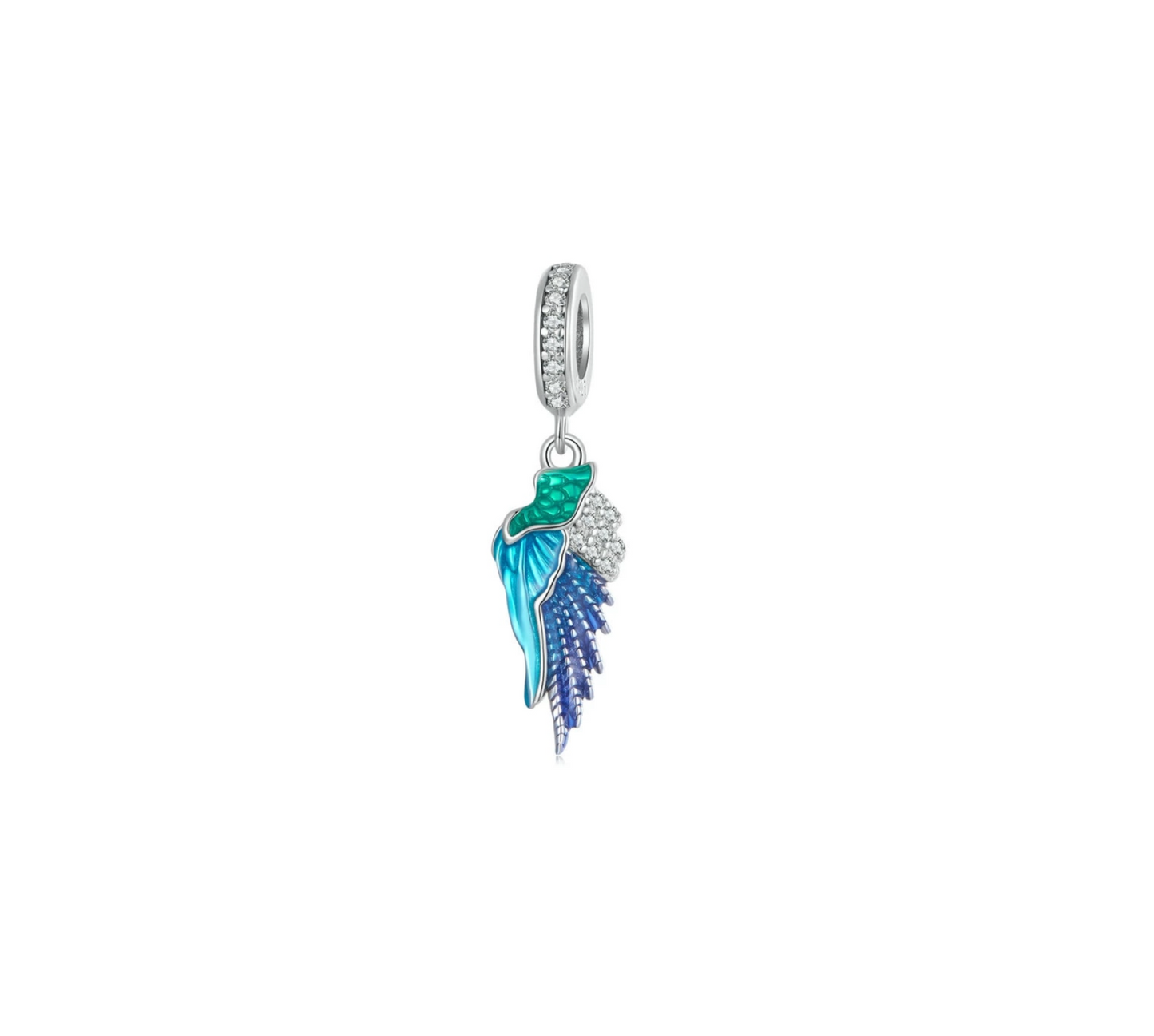 Sterling Silver & Cubic Zirconia Tri-Tone Wing Charm