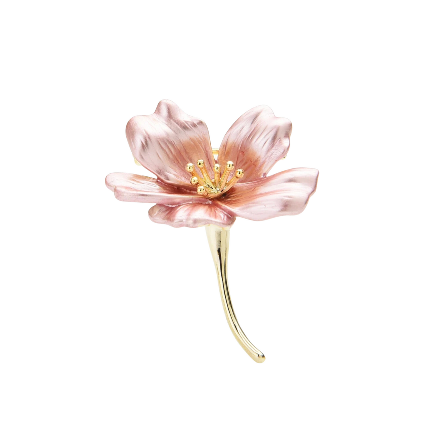 Goldtone Pink Flower Brooch