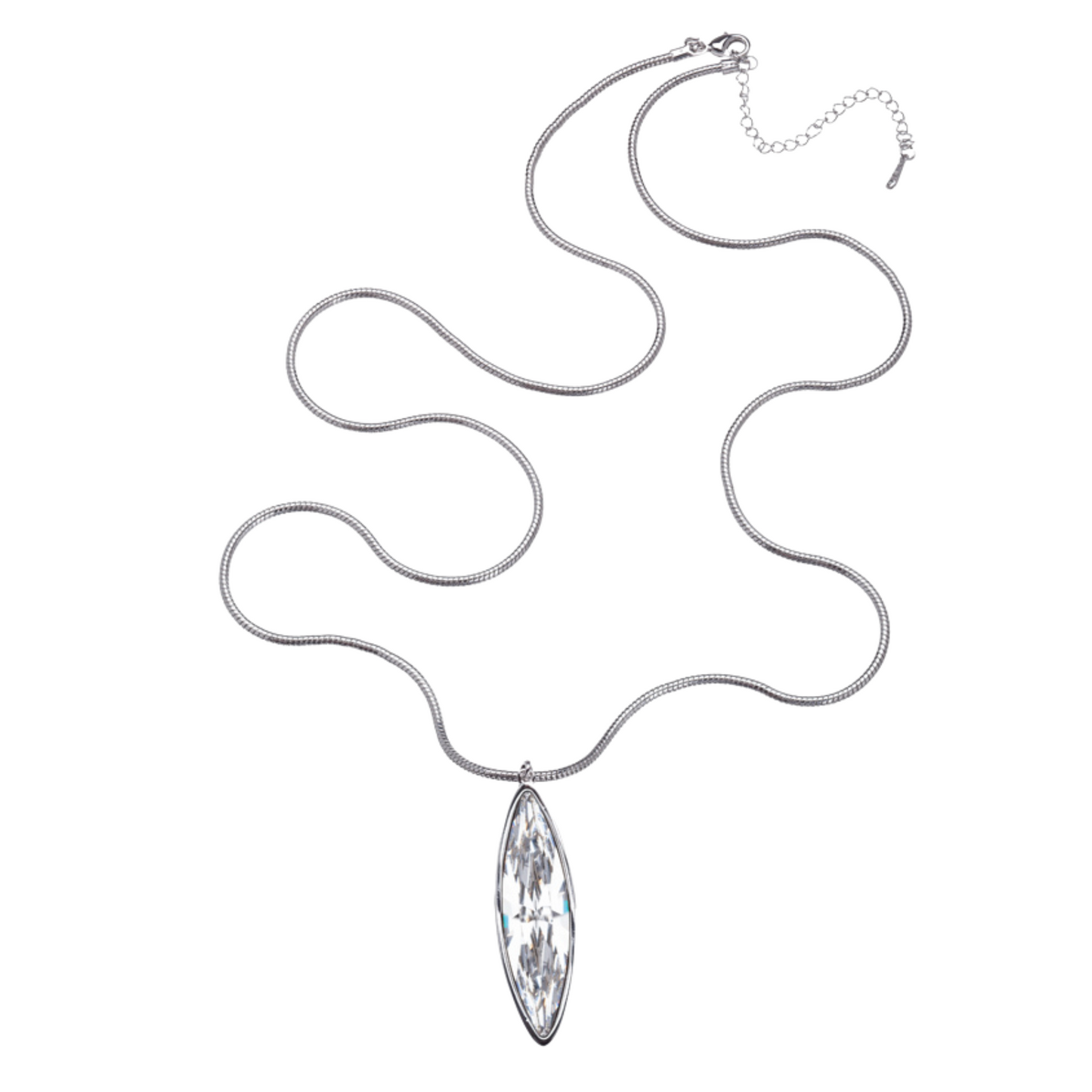 Swarovski pendant necklace with clear marquise crystal and rhodium-plated chain