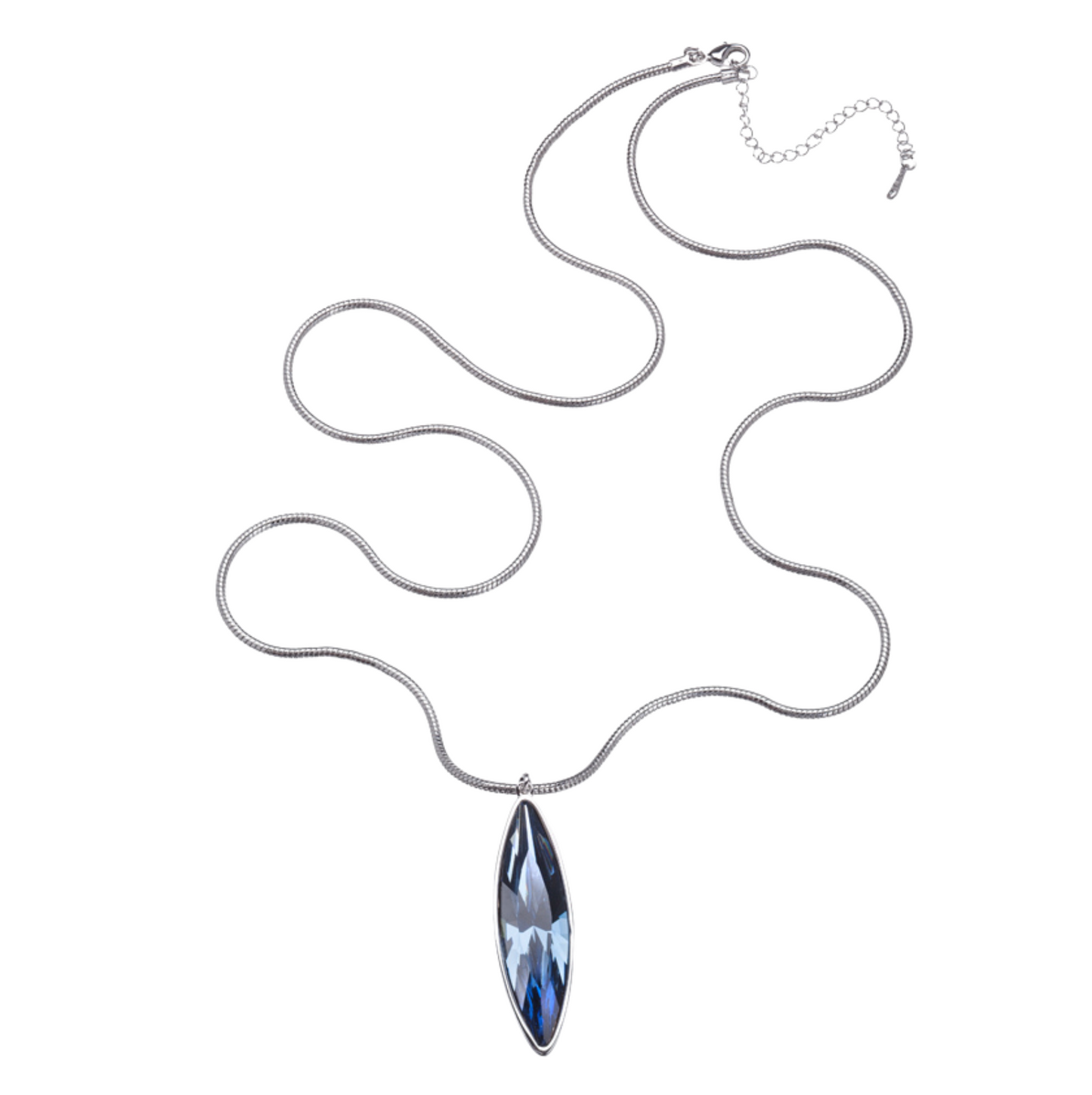 Rhodium-plated necklace with Montana marquise Swarovski crystal pendant