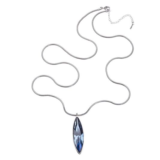Rhodium-plated necklace with Montana marquise Swarovski crystal pendant
