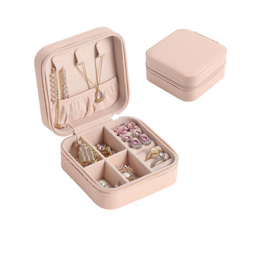 Pink Square Travel Jewelry Case
