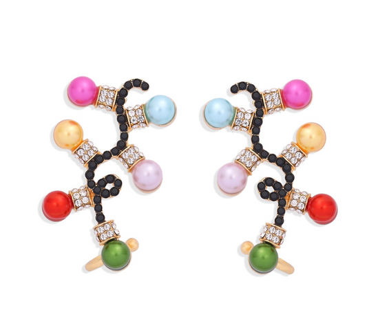 Crystal Multi Colored Christmas Lights Drop Earrings