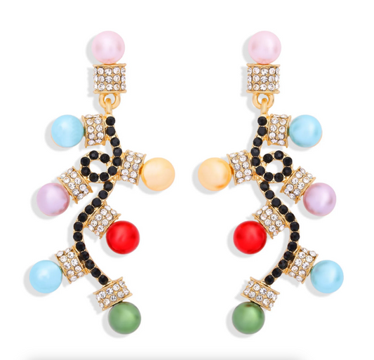 Crystal Multi Colored Christmas Lights Drop Earrings