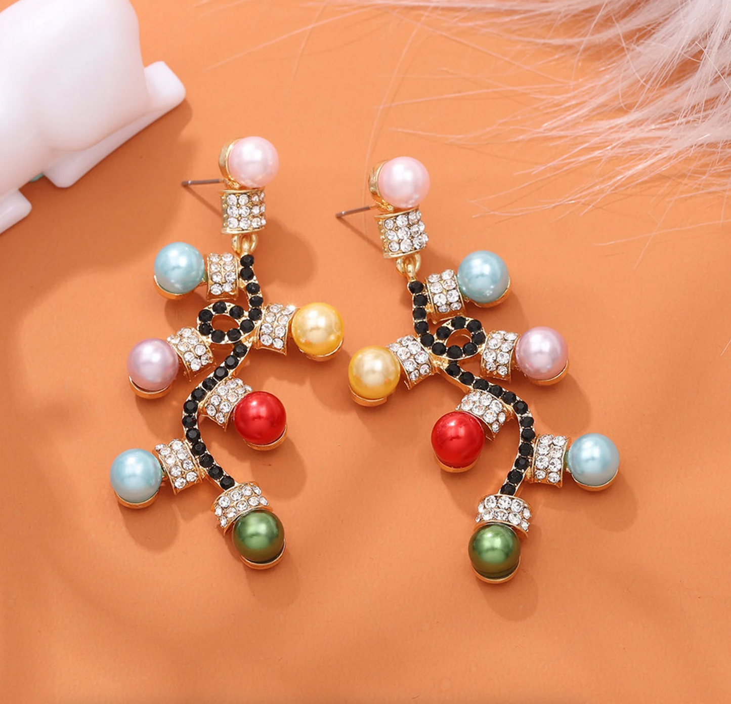 Crystal Multi Colored Christmas Lights Drop Earrings