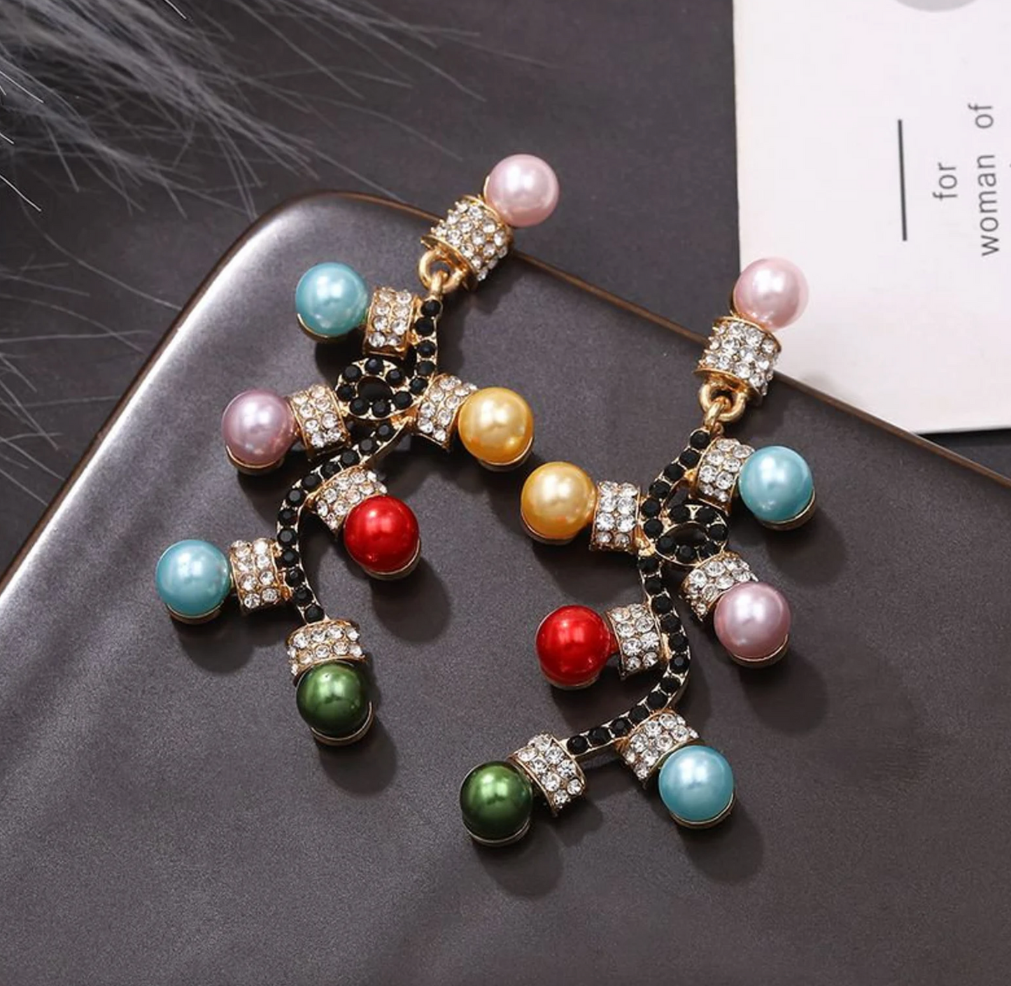 Crystal Multi Colored Christmas Lights Drop Earrings