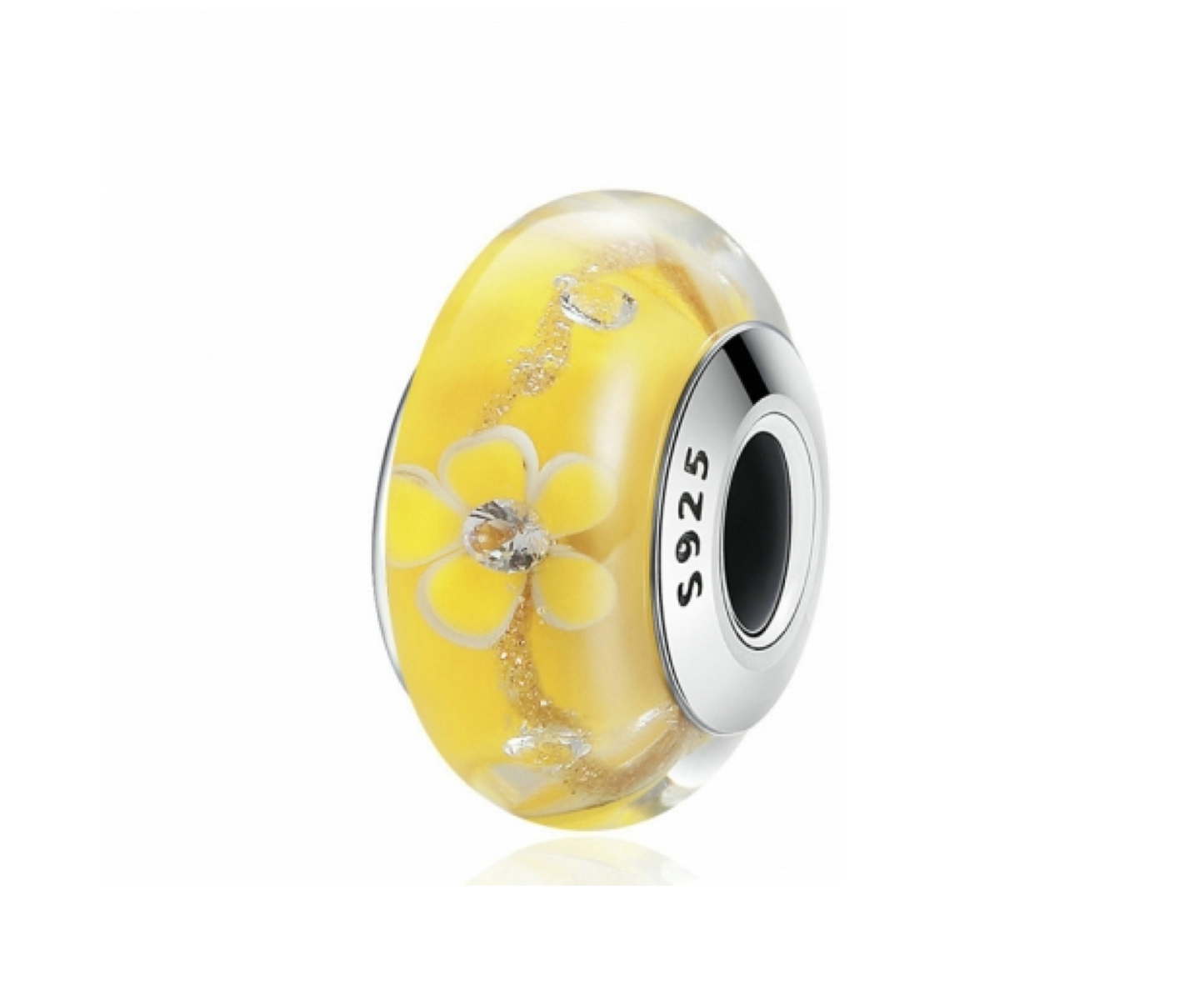 Yellow Flower & Sterling Silver Charm