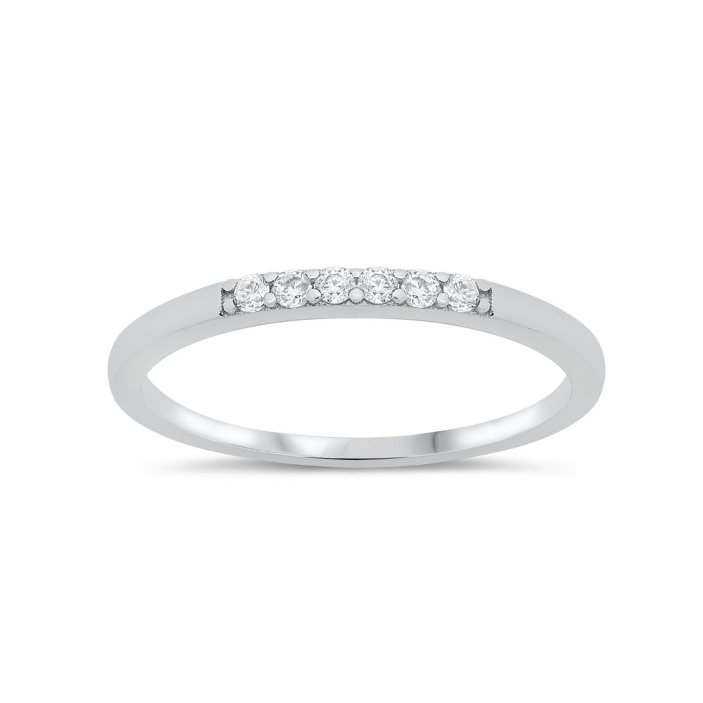 Sterling Silver & 6 Stone CZ Band Ring