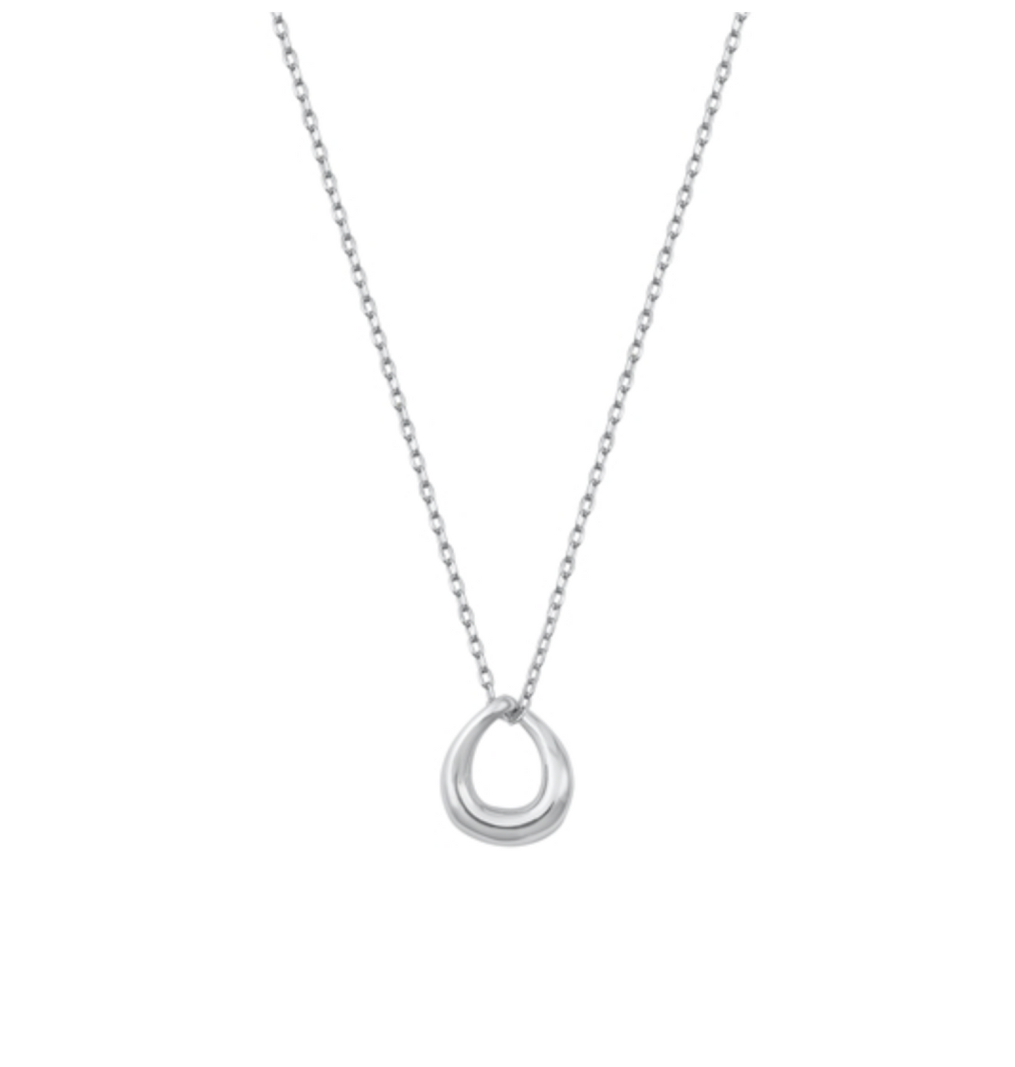 Sterling Silver Open Teardrop Pendant Necklace