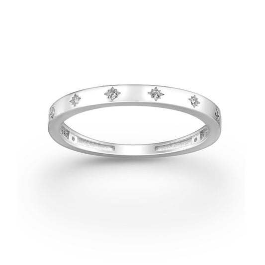 Sterling Silver CZ Dainty Twinkle Star Band Ring