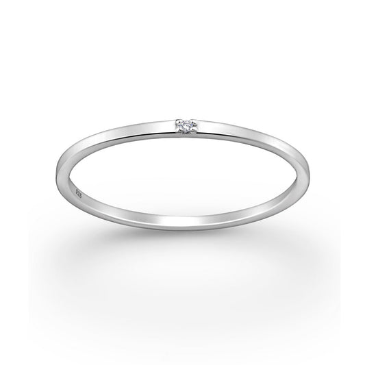 Sterling Silver Minimalist CZ Band Ring