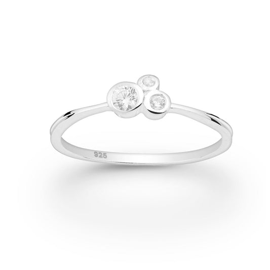 Sterling Silver & CZ Triplet Cluster Ring