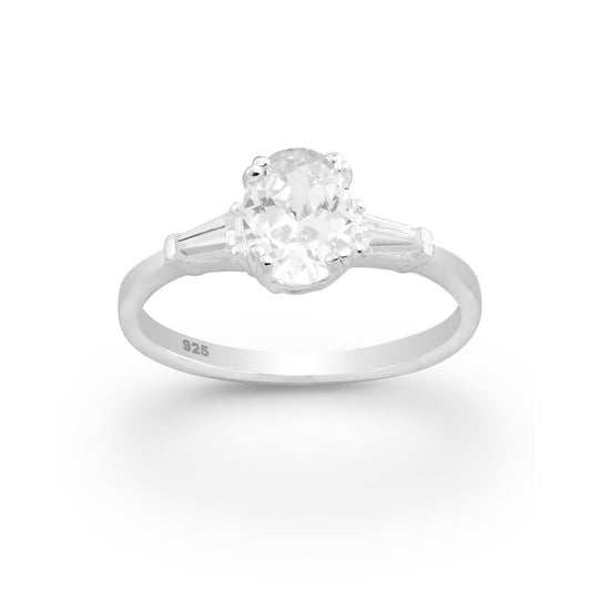 Sterling Silver CZ Oval Ring