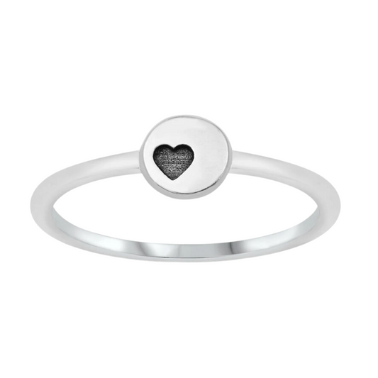 Sterling Silver Stamped Heart Ring
