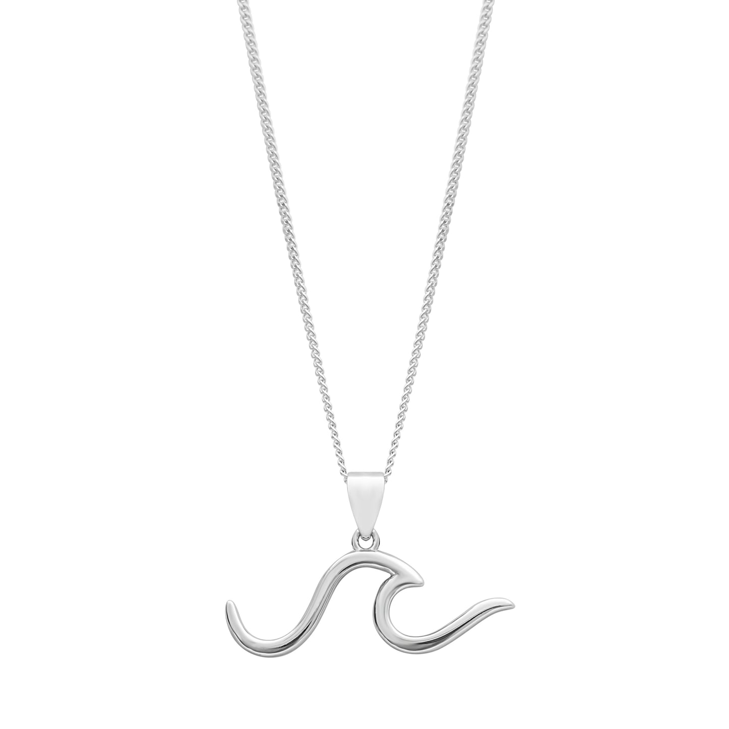 Sterling Silver Minimalist Wave Pendant Necklace