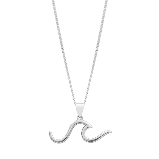 Sterling Silver Minimalist Wave Pendant Necklace