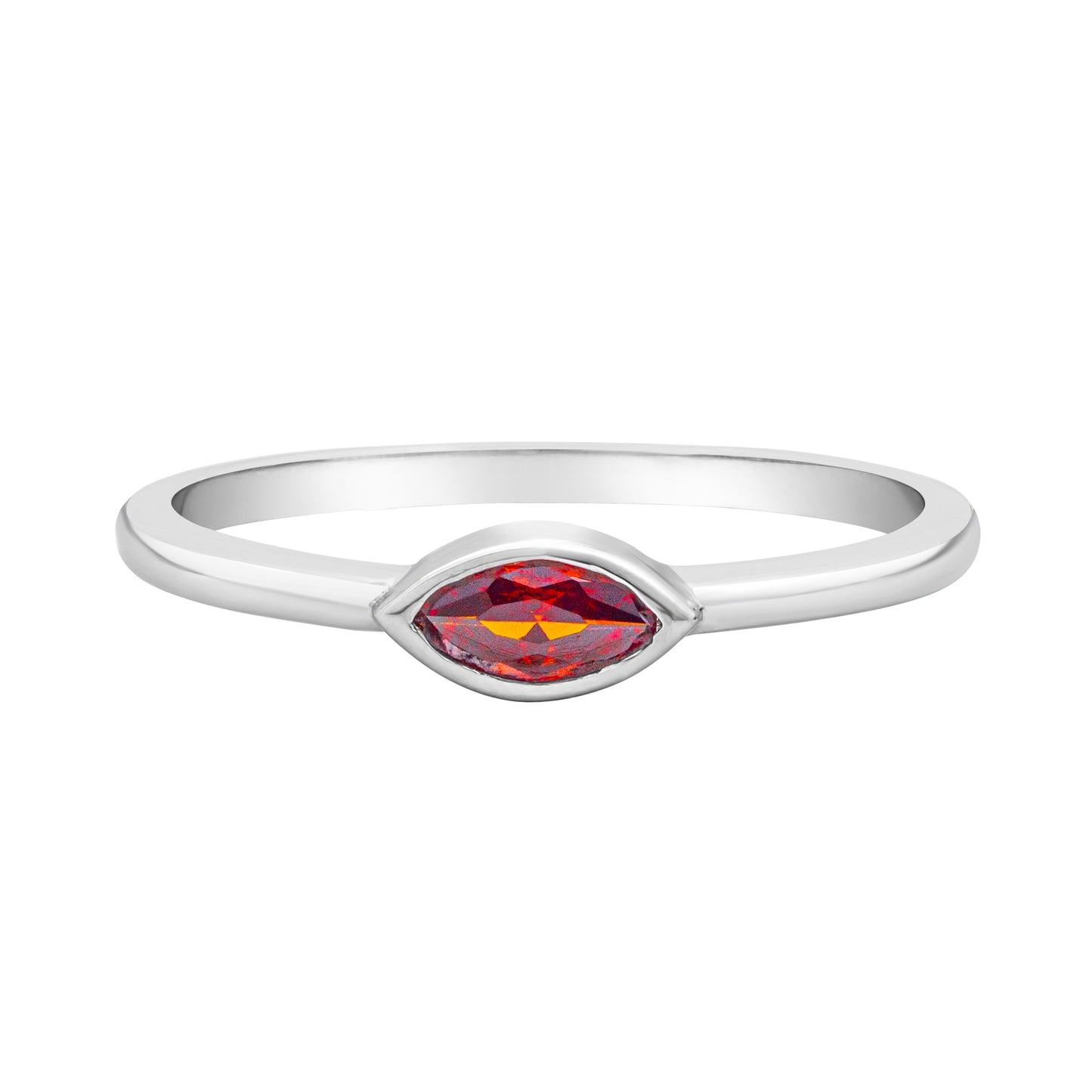 Sterling Silver Lava Red Cubic Zirconia Marquis Ring