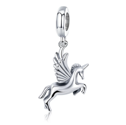 Sterling Silver Flying Pegasus Dangling Bracelet Charm