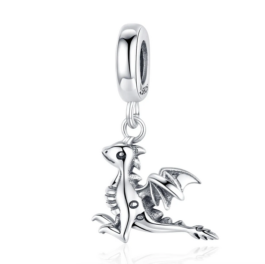 Sterling Silver Cute Dragon Dangling Bracelet Charm