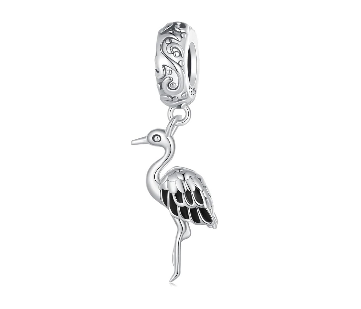 Sterling Silver Flamingo Dangling Bracelet Charm