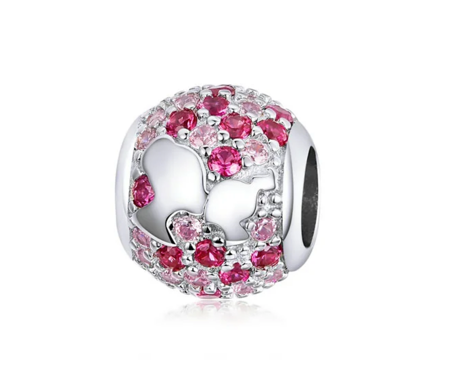 Sterling Silver & Pink Mix CZ Lovers Bracelet Charm