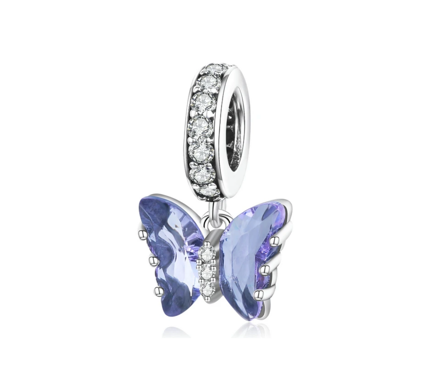 Cubic Zirconia & Sterling Silver Butterfly Charm