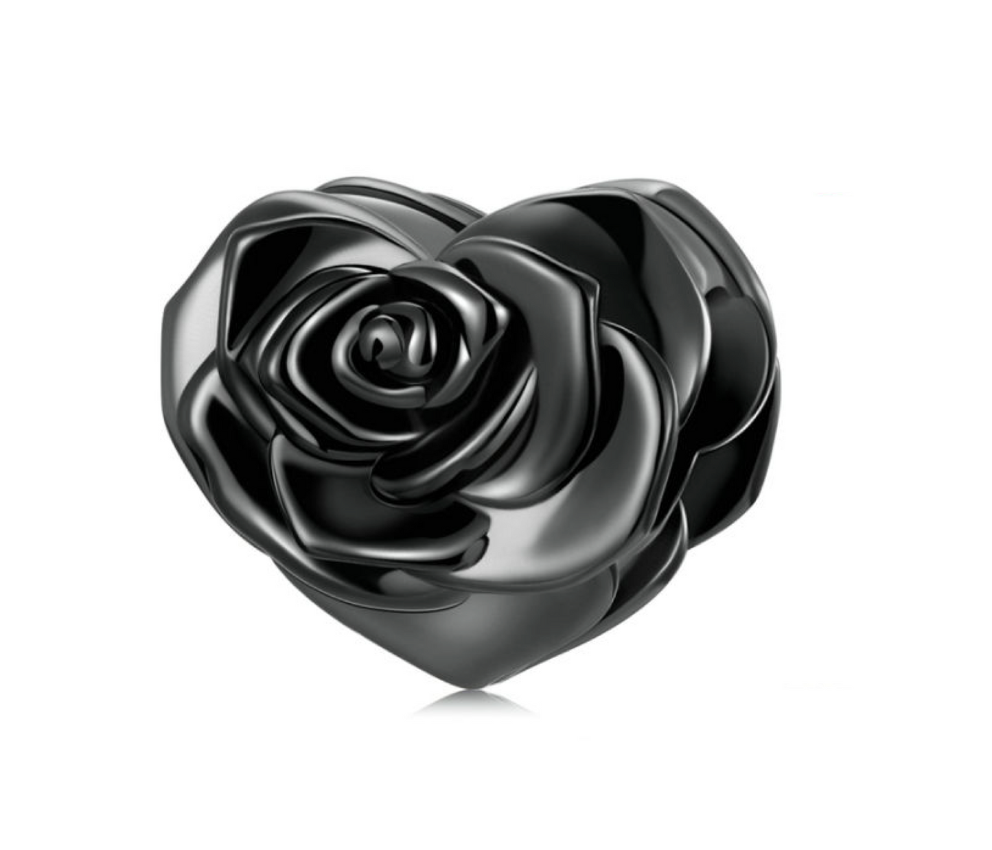 Black Rose Flower Bracelet Charm