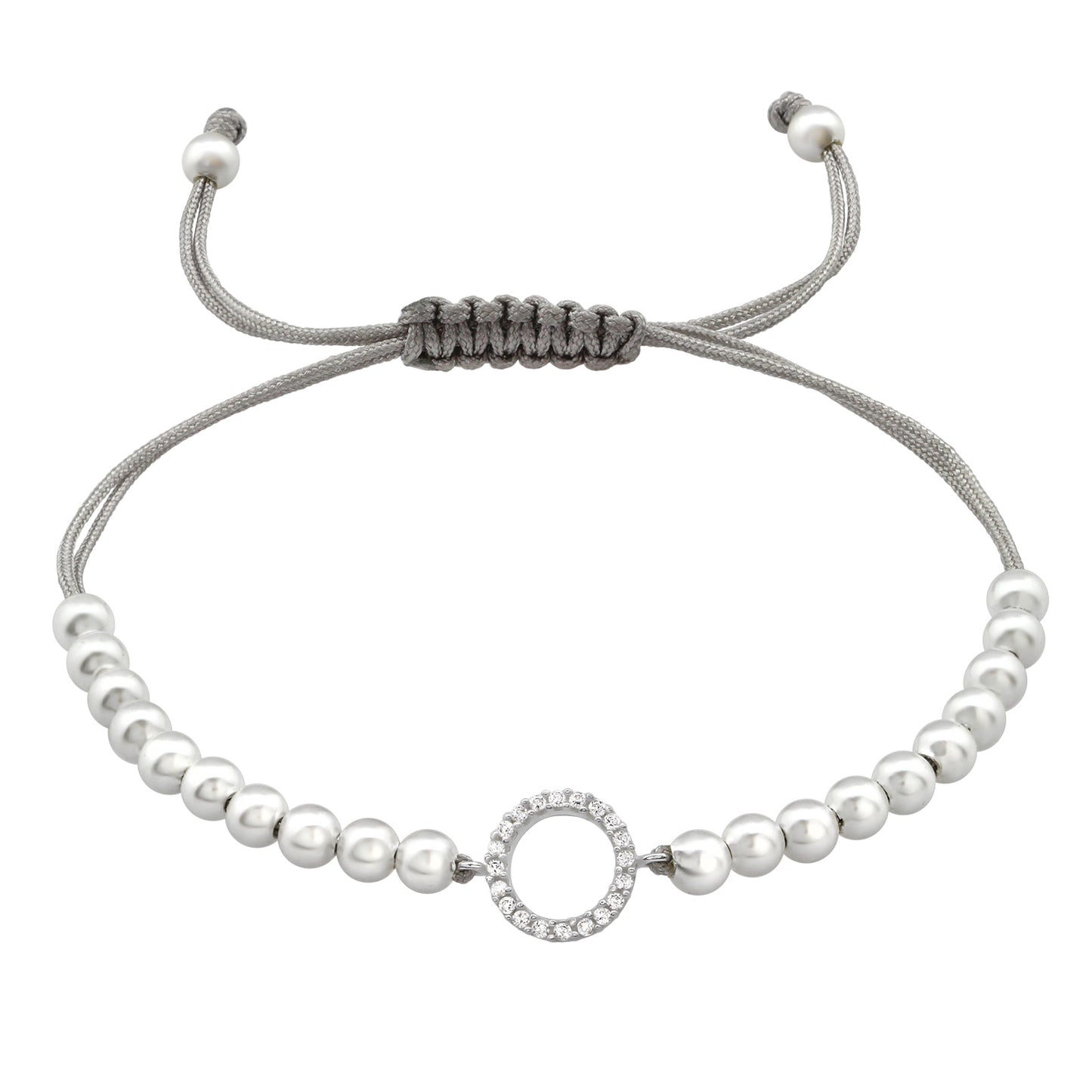 Cubic Zirconia & Sterling Silver Ball Chain Bracelet