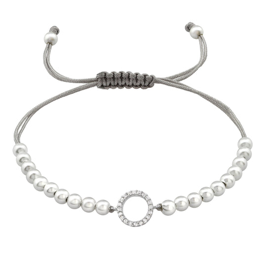 Cubic Zirconia & Sterling Silver Ball Chain Bracelet